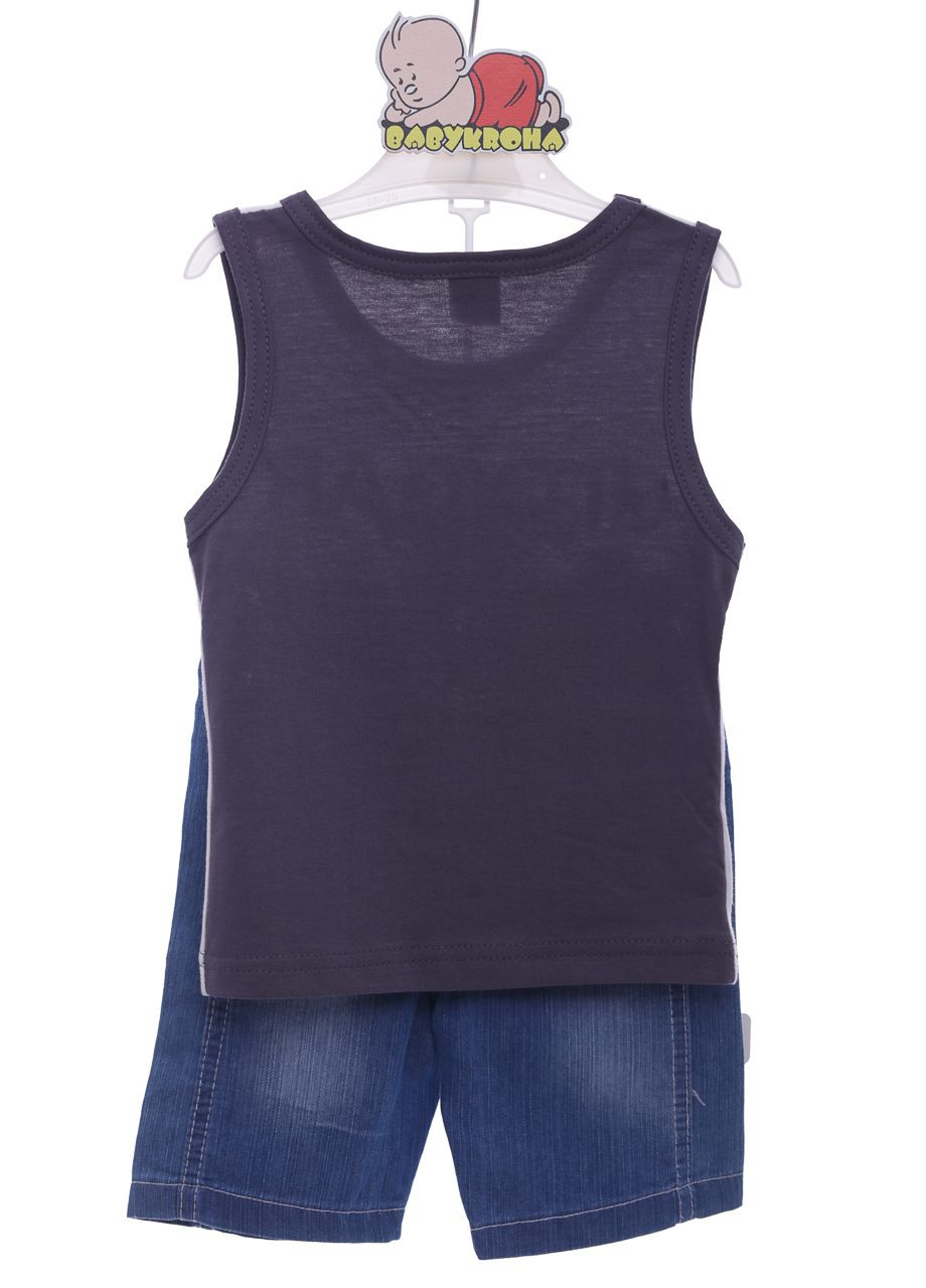 Серый летний шорты джинсовые с майкой для мальчика citycar серый 80 см (37865) BABYKROHA