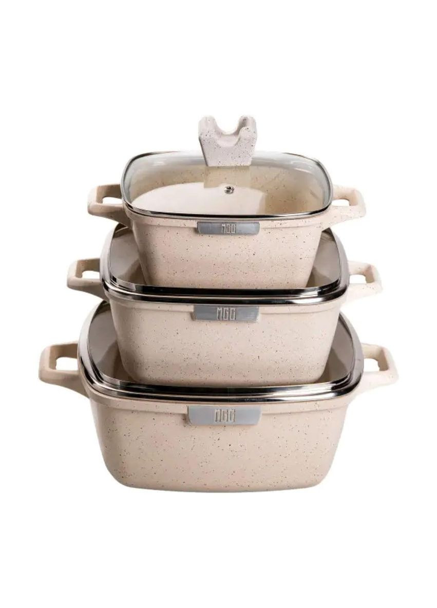 Набір з 3 квадратних каструль, 20, 24, 28 см, алюміній, товсте дно HP-4-403 MGC (370801770)