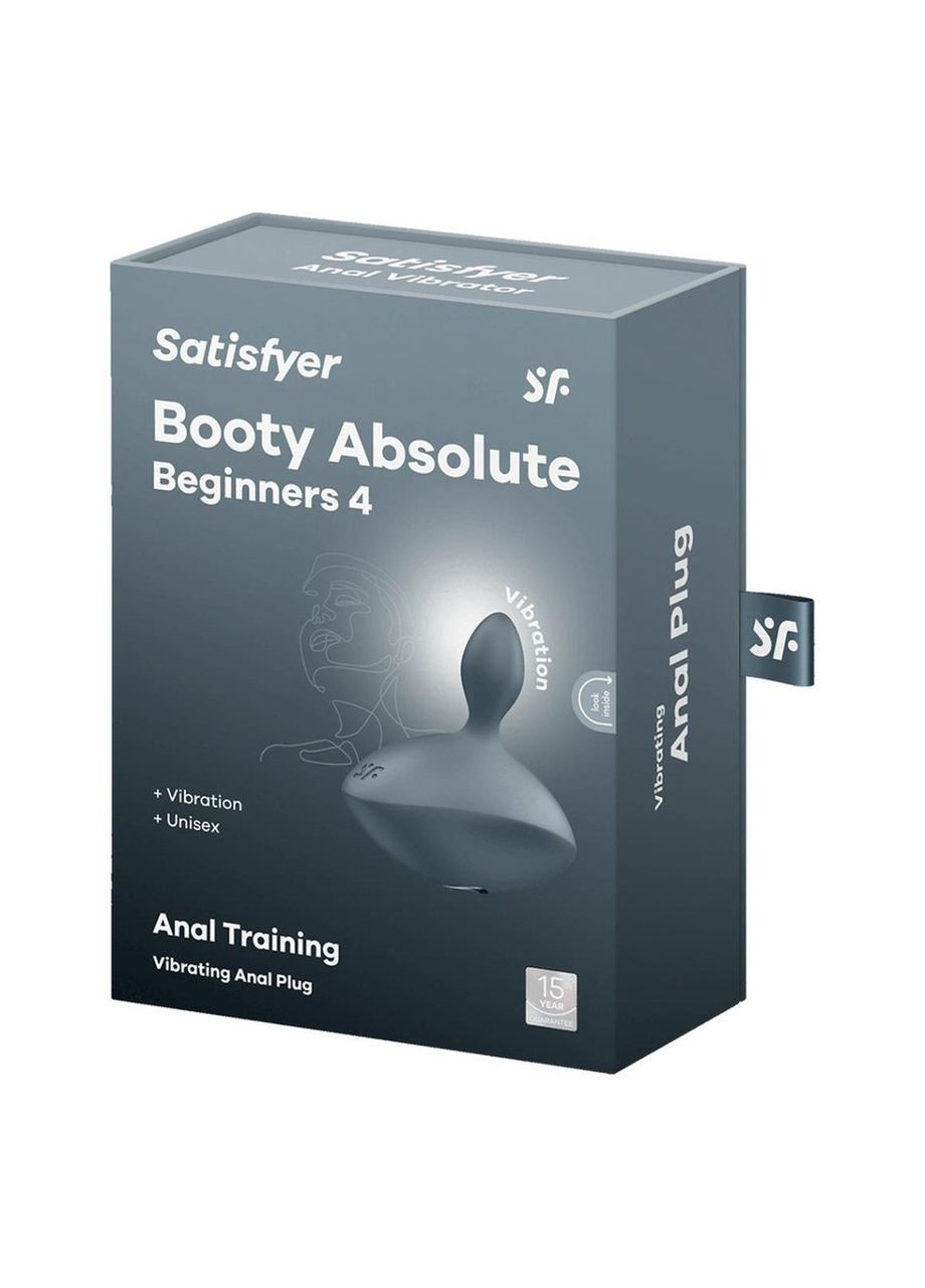 Вибрирующая анальная пробка Booty Absolute Beginners 4 серая Satisfyer (339863927)