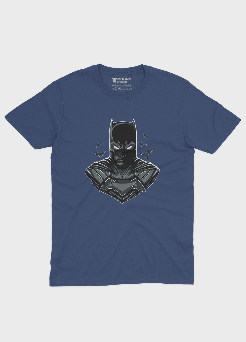 Темно-синяя летняя женская футболка с принтом супергероя - бэтмен (ts001-1-nav-006-003-026-f) Modno