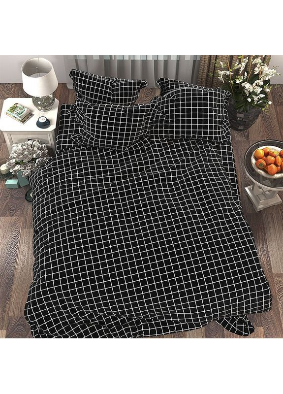 Комплект постільної білизни Бязь Голд "Чорна клітинка" Євро 200х220 см No Brand (365061413)