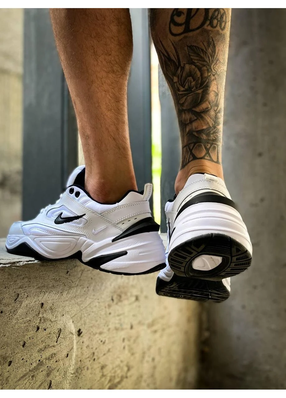 Білі кросівки чоловічі nike m2k tekno essential white black 3 найк м2к текно білі демісезон No Brand