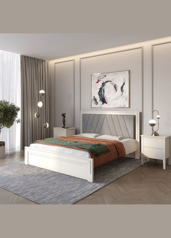 Двоспальне дерев'яне ліжко Торонто Т2 (S2005Y50R)/Аляска 93 (сірий) 140х200 см (MBG-10102) Mebigrand (368281566)