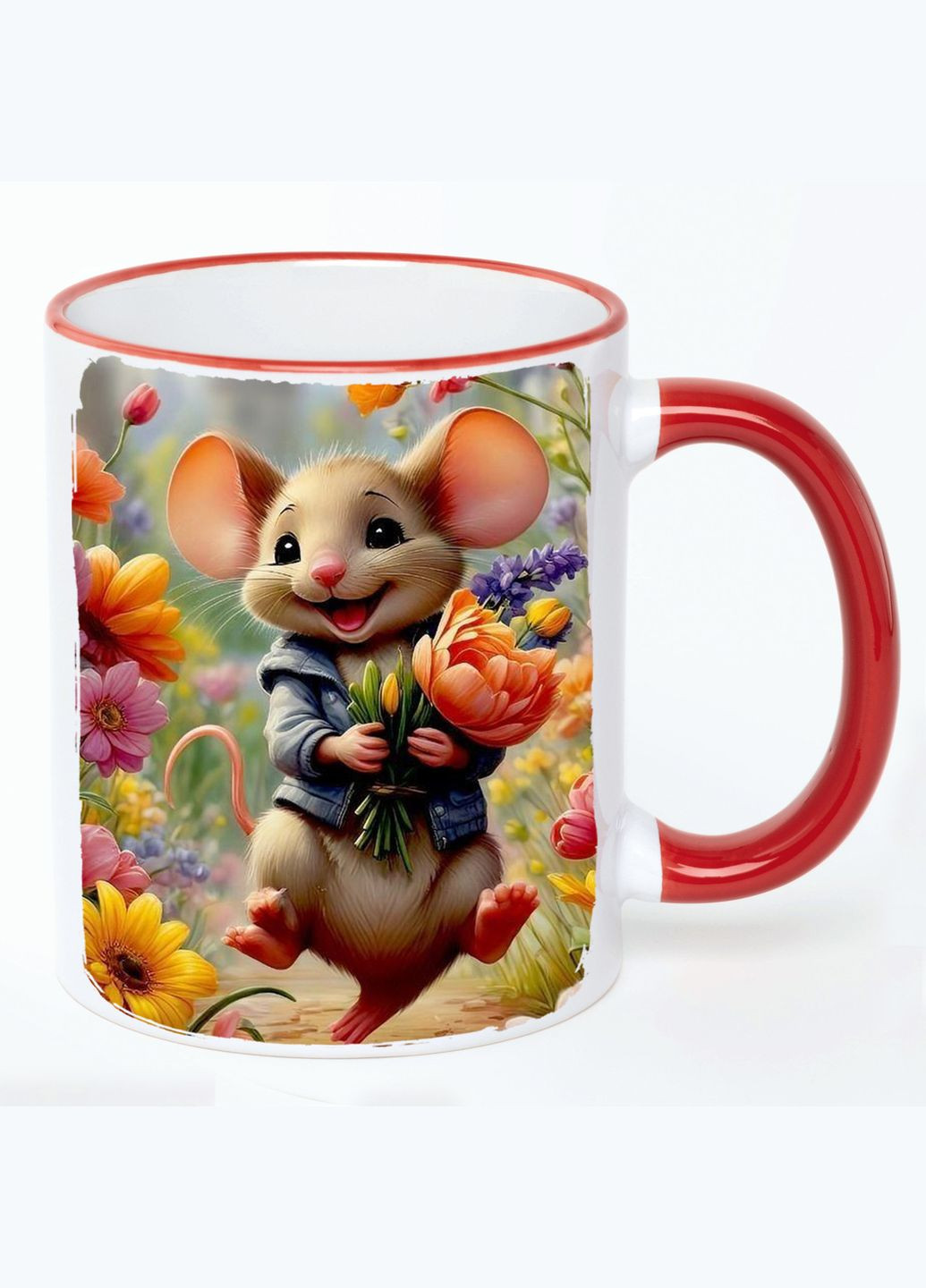 Чашка с детским рисунком (кружка, кружка) #0191 Белая с Красной ручкой 330 мл No Brand (322715409)