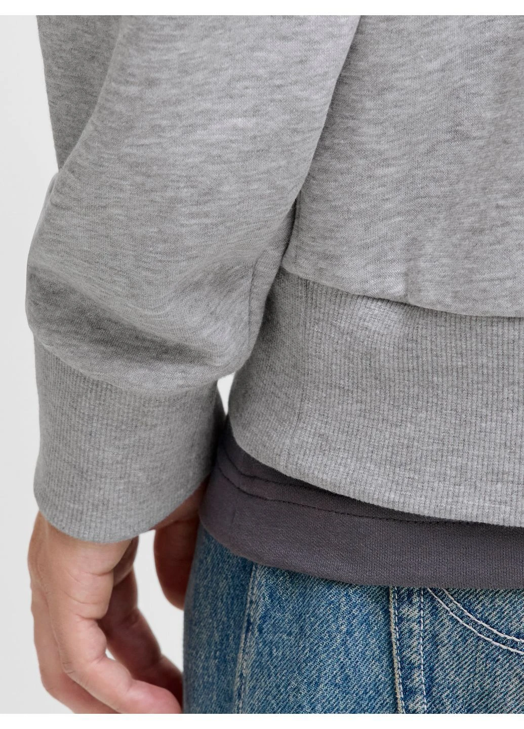 Худи флис,серый меланж с принтом,JACK&JONES Jack & Jones (372127182)