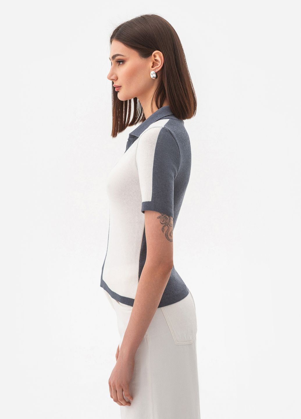 Серый женский тонкий цветной «поло» SVTR