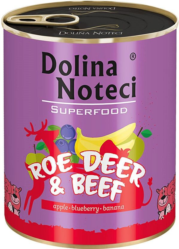 Вологий корм Superfood для собак з козулею та яловичиною 800 г (5902921303572) Dolina Noteci (316463010)