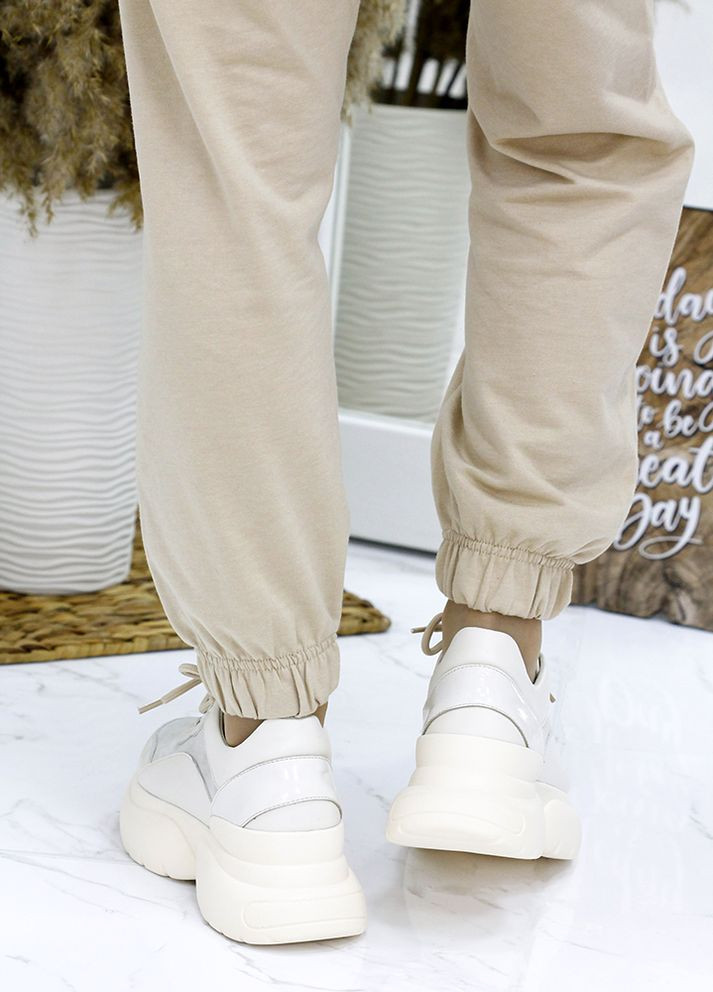 Жіночі кросівки з натуральної шкіри (хутро) бежевого кольору 35837 Fashion бежеві зими (367111388)