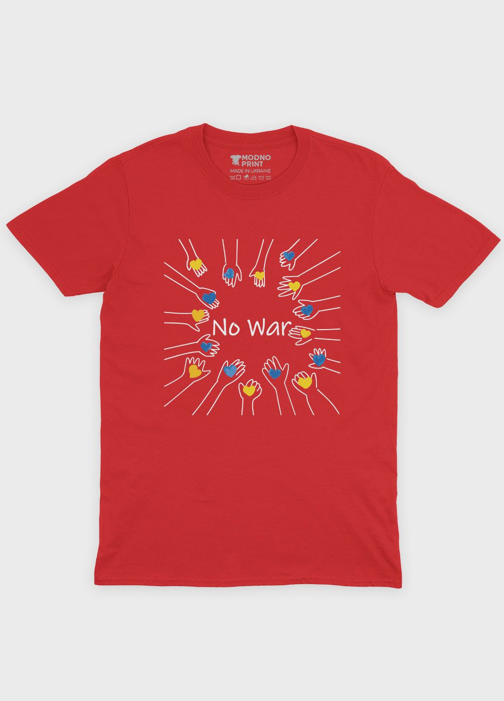 Червона літня жіноча футболка з патріотичним принтом no war (ts001-1-sre-005-1-028-f) Modno
