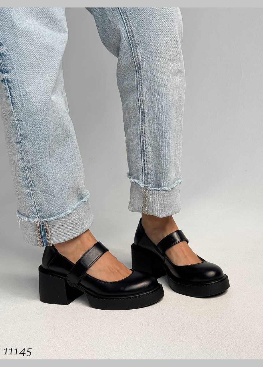 No Brand Туфельки з натуральної шкіри на липучці, чорні чорний з, — (316221815)