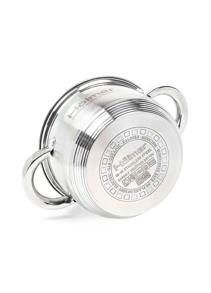 Кастрюля 2,7л Tasty life сферическая индукция нержавеющая сталь/стекло арт. CR-12527-SS Holmer Кастрюля 2,7 л Tasty life 18 см сферическая индукция металлик нержавеющая сталь/стекло (309018674)