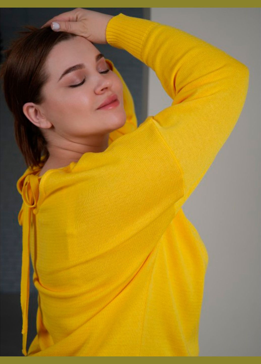 Жовтий демісезонний жіночий однотонний джемпер з натуральної пряжі (dzhemper-n2002-24) Nita