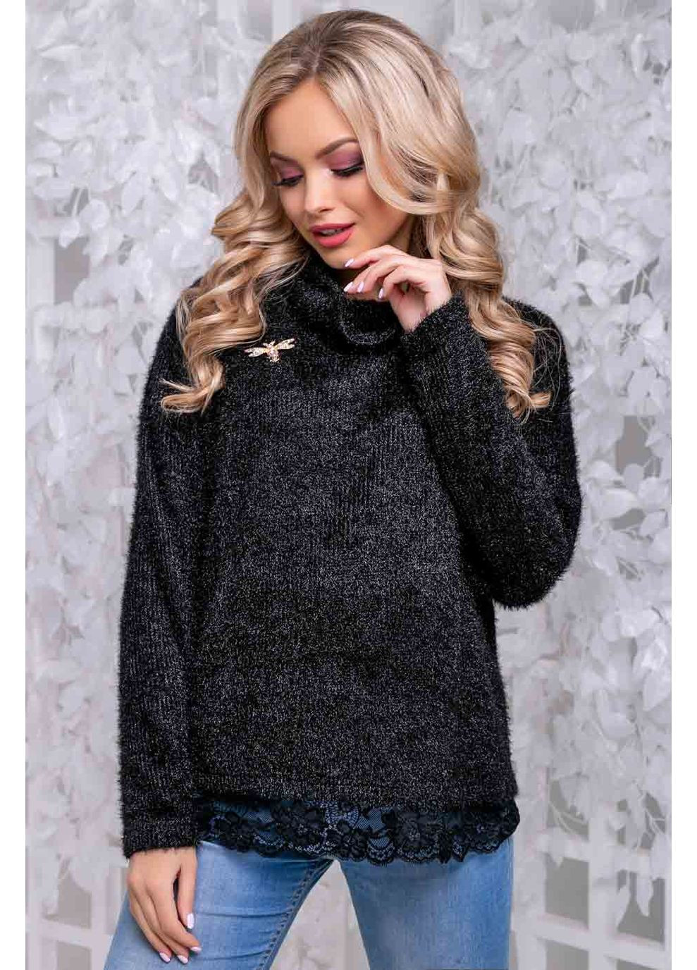 Чорний зимовий светр 1047.2838 Seventeen