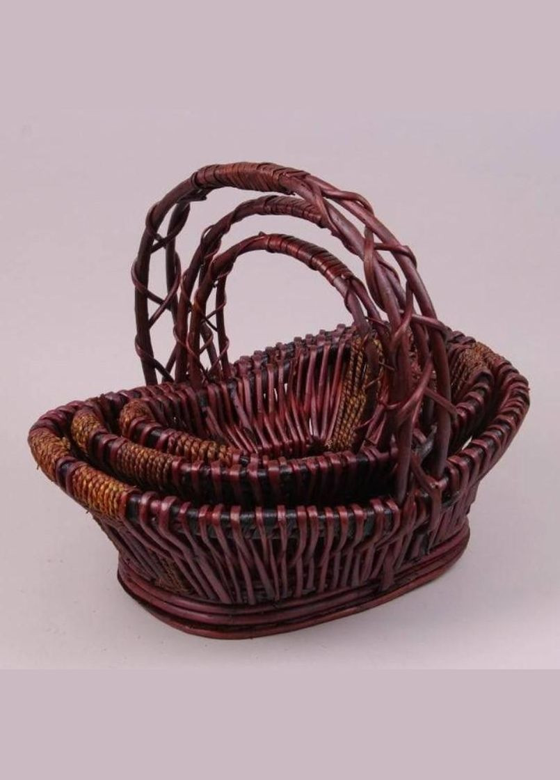 Комплект коричневих кошиків з лози 3 шт. 38955 Flora (320664119)