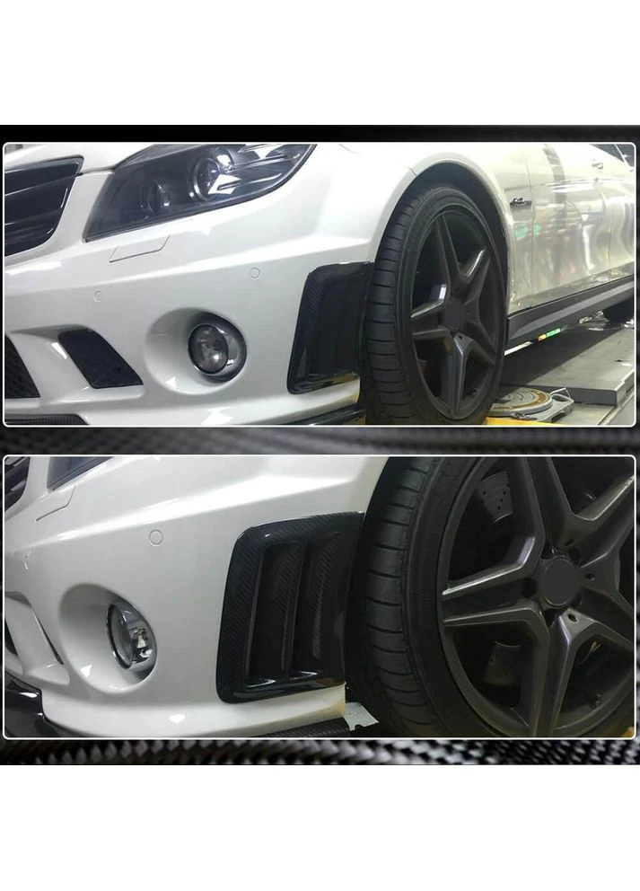Накладки на передній бампер (для C63 Sedan 2008-2011, Карбон) для Mercedes C-class W204 рр AMG (390771924)