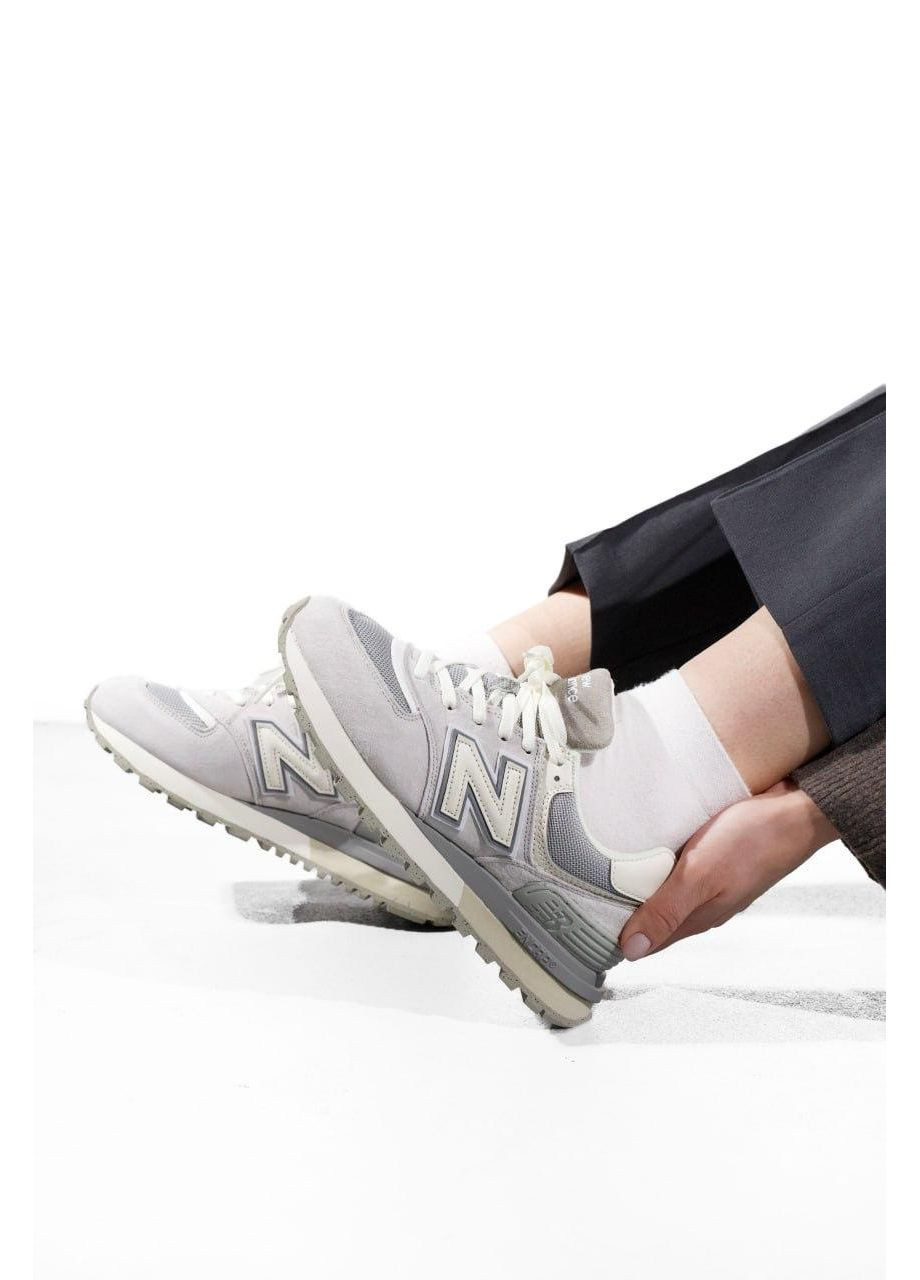 КРОССОВКИ ЖЕНСКИЕ NEW BALANCE 574 LEGACY GREY BEIGE LOGO НЬЮ БЕЛАНС 574 No Brand серые демисезоны (367170561)