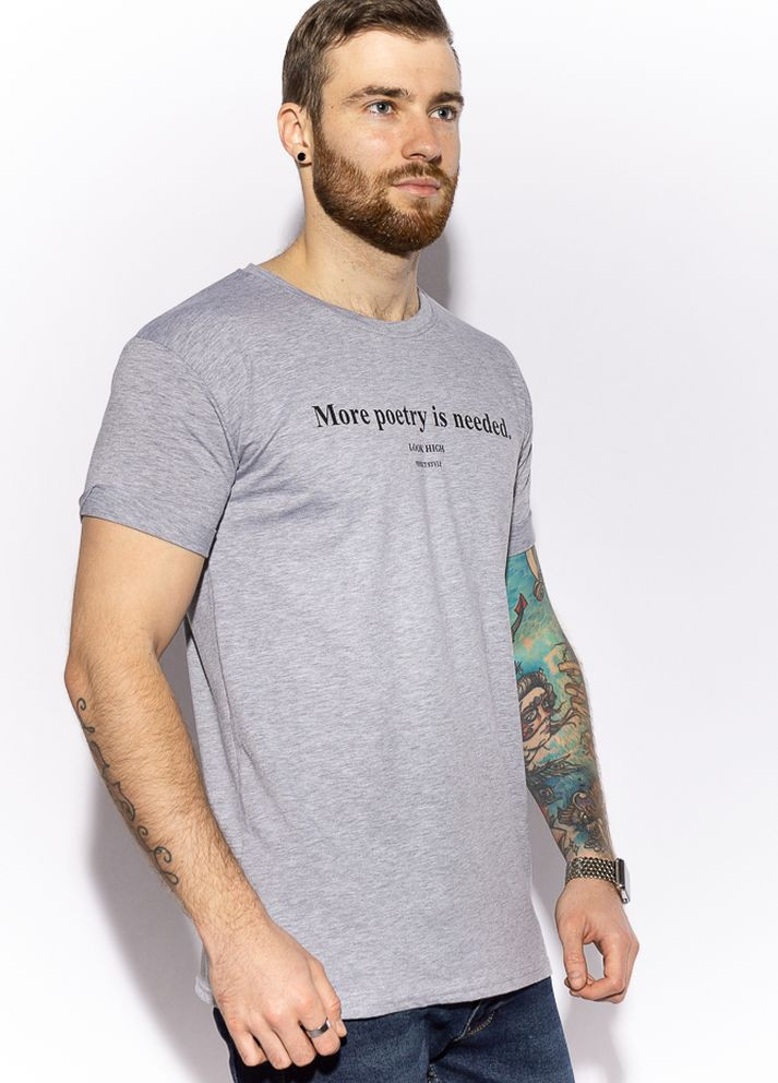 Бесцветная футболка с надписью на груди (серый меланж) Time of Style