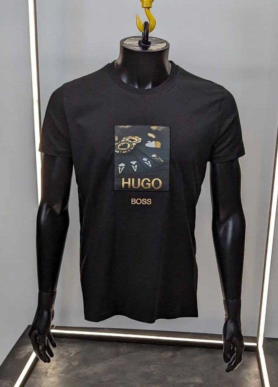 Черная футболка мужская коттон с коротким рукавом No Brand