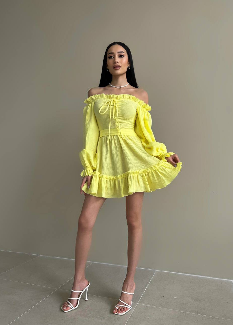 Жовтий жіноча сукня з рюшами колір жовтий р.42/44 432166 New Trend