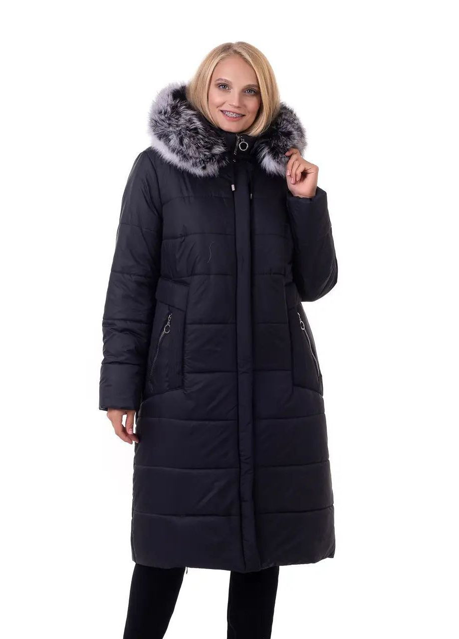 Черная зимняя женская куртка большого размера зимняя SK