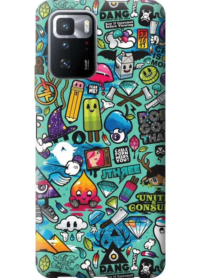 Силиконовый чехол 'Стикер бомбинг 1' для Endorphone Xiaomi Redmi Note 10 Pro 5G (266141449)