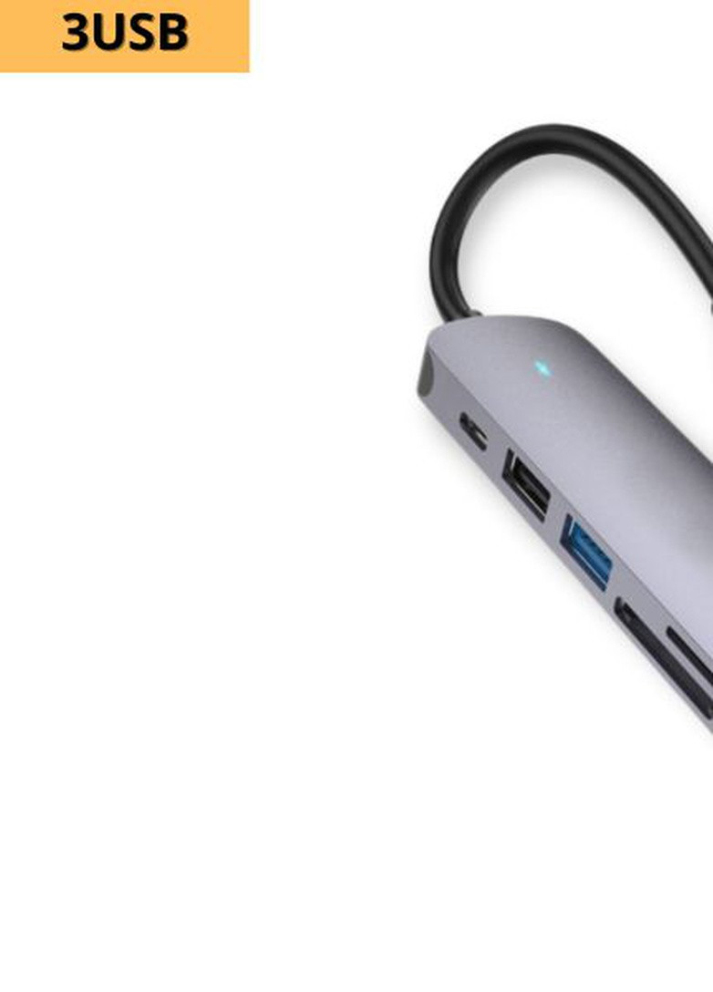 Док-станція Хаб USB перехідник HB28 HDTV із входом Type-C та картридером сірий (34380-01) XPRO (259752668)