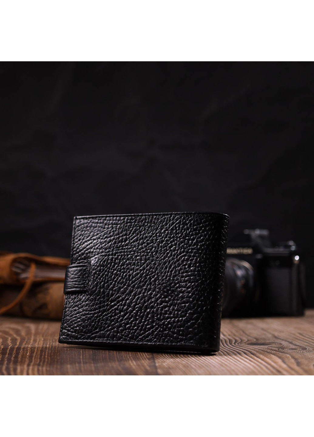 Стильний чоловічий гаманець горизонтального формату з натуральної шкіри 22015 Чорний Tony Bellucci (262158793)