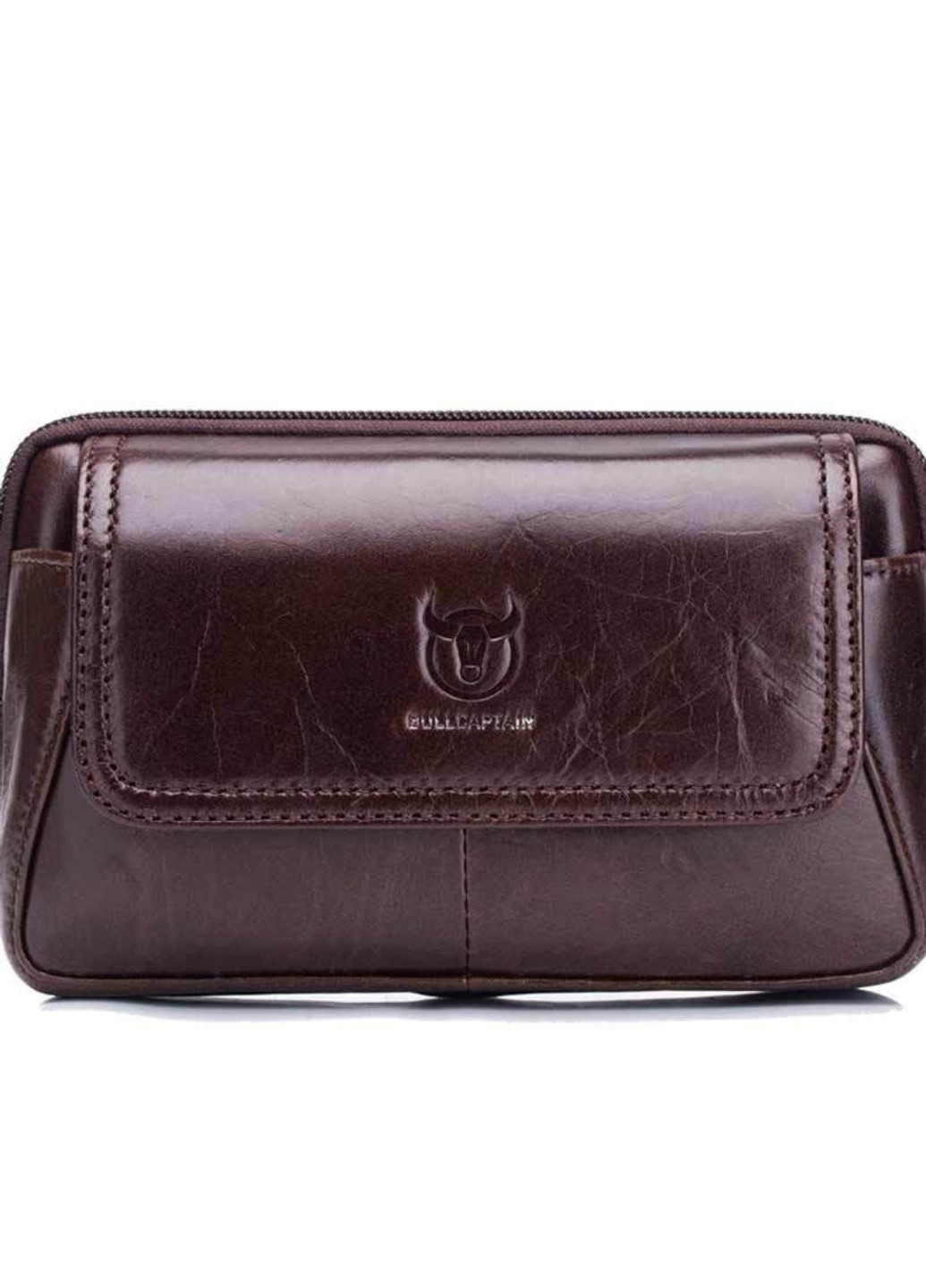 Кожаная темно- сумка на пояс для смартфона t1366 Темно-коричневый BULL (263776618)