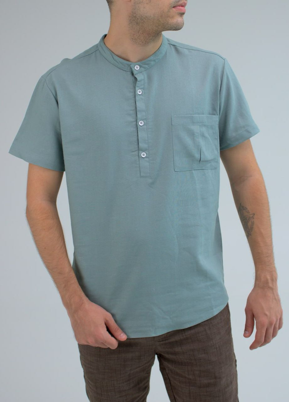 Серо-голубой повседневный рубашка однотонная Vakko