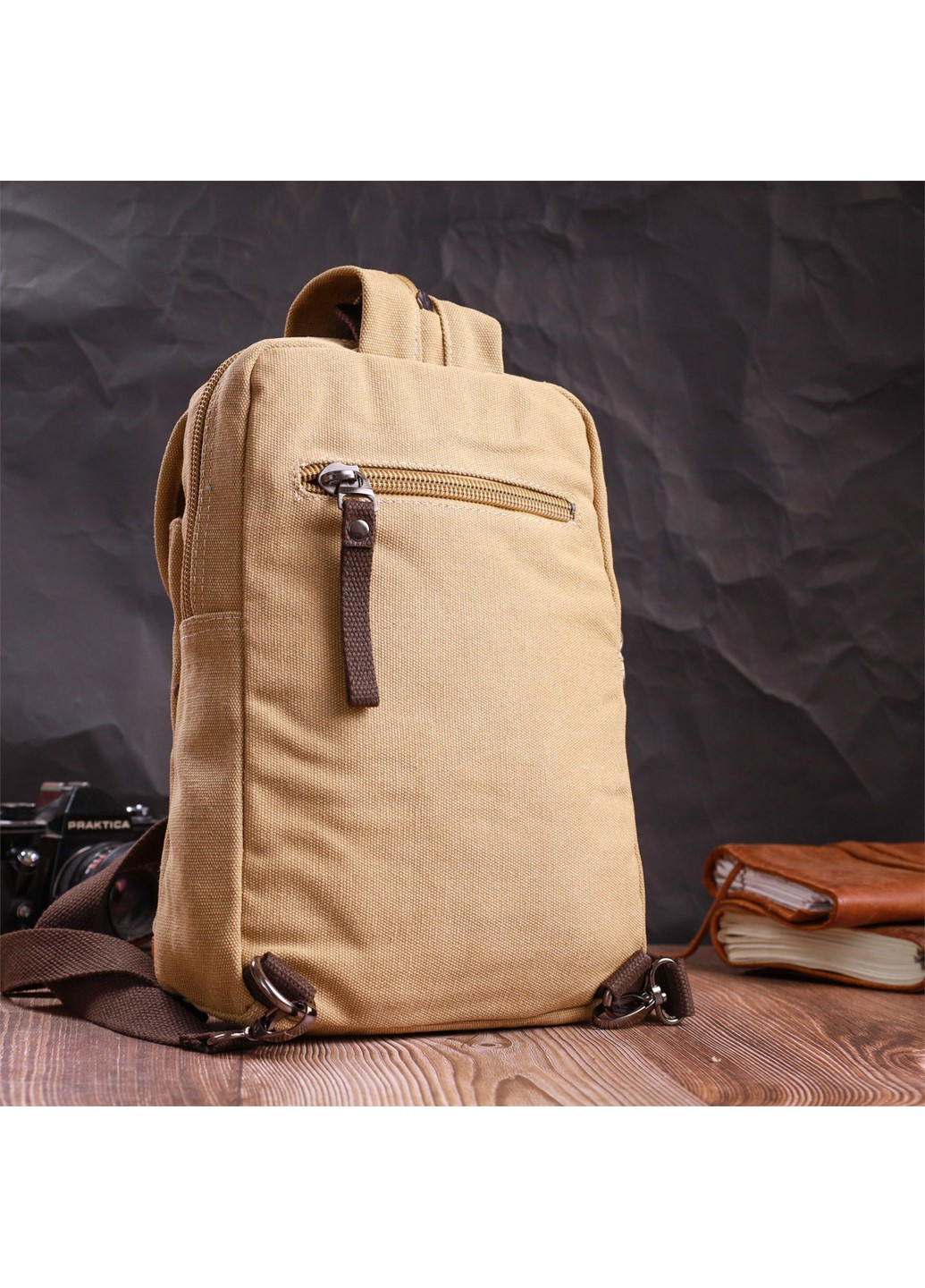 Зручний рюкзак для чоловіків із щільного текстилю 22185 Пісочний Vintage (267948744)