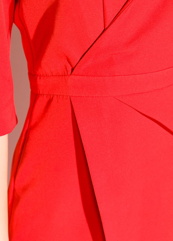Червона ділова сукня (напівбатал) на запах (червоний) Time of Style однотонна