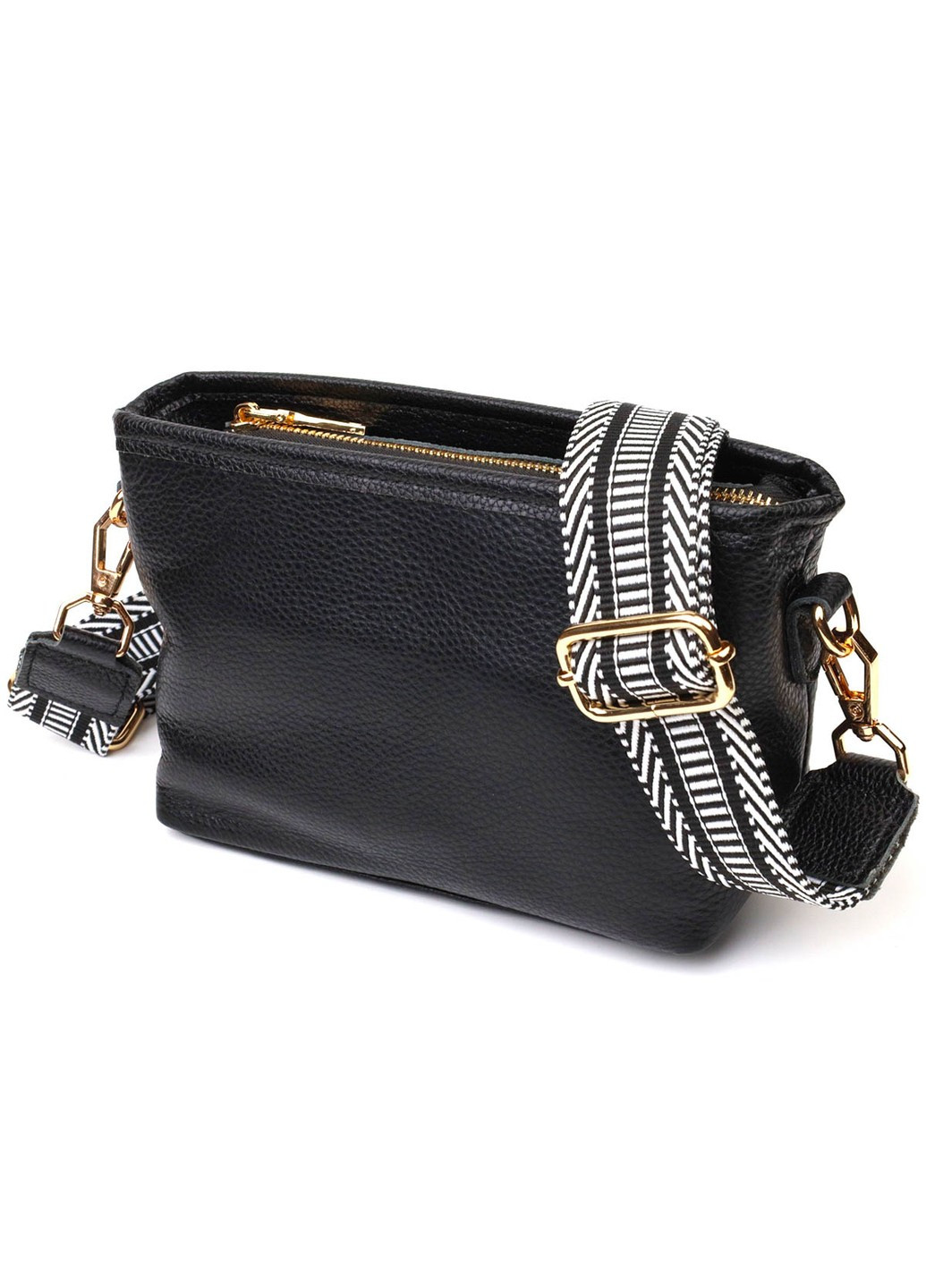 Небольшая сумка на плечо из натуральной кожи 22080 Черная Vintage (260359811)