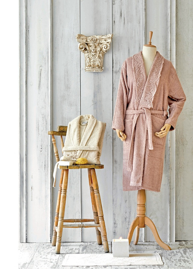 Karaca Home набор халат с полотенцем - valeria rose-gold 2020-2 розовый-золотой орнамент розовый производство - Турция