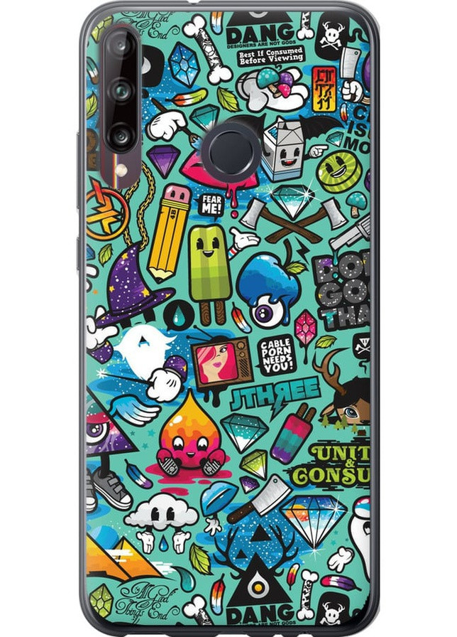 Силіконовий чохол 'Стікер бомбінг 1' для Endorphone Huawei P40 Lite E (258051976)