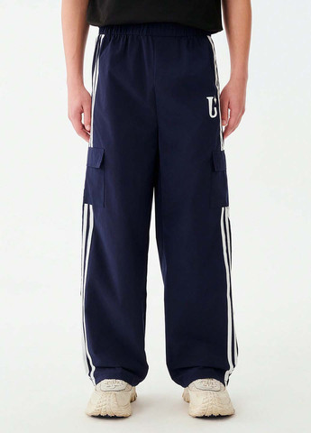 Темно-синие спортивные демисезонные брюки карго SHEIN