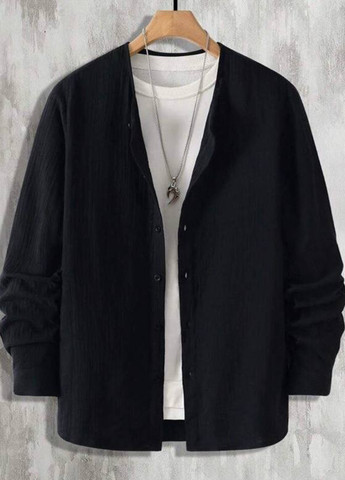 Черная кэжуал рубашка однотонная Fashion