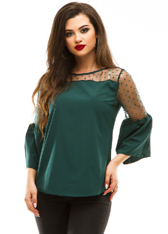 Темно-зеленая демисезонная блуза Lady Style