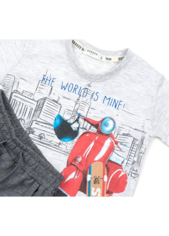 Блакитний літній костюм десткий з мотоциклом (12356-116b-gray) Breeze