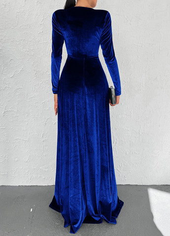 Синее вечернее, праздничный платье а-силуэт SHEIN однотонное