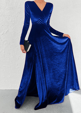 Синее вечернее, праздничный платье а-силуэт SHEIN однотонное