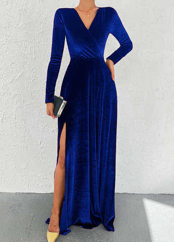 Синее вечернее, праздничный платье а-силуэт SHEIN однотонное