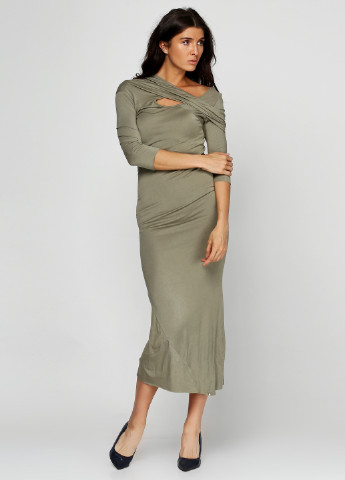 Оливковое кэжуал платье Oblique однотонное