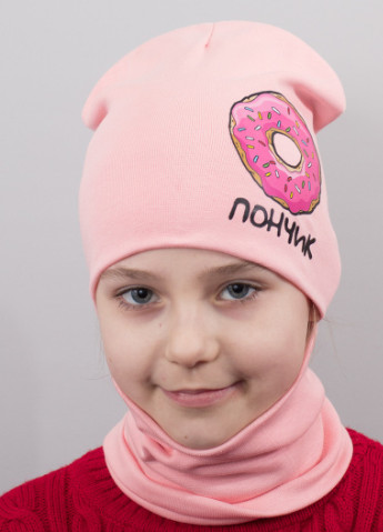 Дитяча шапка з хомутом КАНТА "Пончик" розмір 48-52 рожевий (OC-815) Канта (220180387)