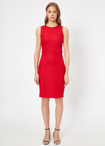 Красное деловое платье футляр KOTON однотонное