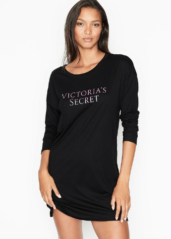 Черное домашнее платье платье-футболка Victoria's Secret
