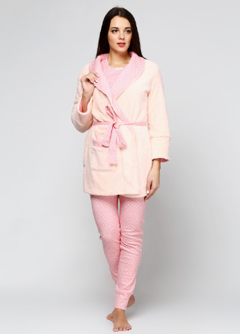 Світло-рожевий демісезонний комплект (халат, лонгслів, брюки) VVL-TEX