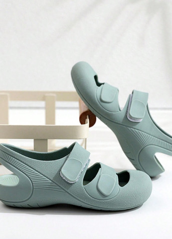 Оливковые кэжуал сандалии SHEIN на липучке