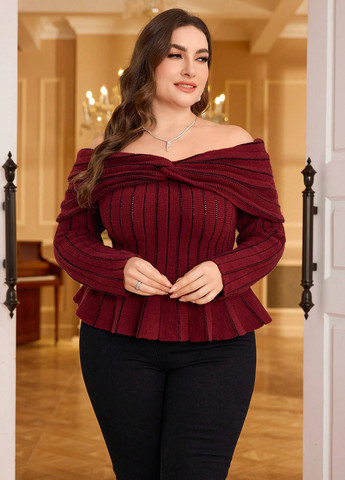 Бордовий демісезонний светр SHEIN