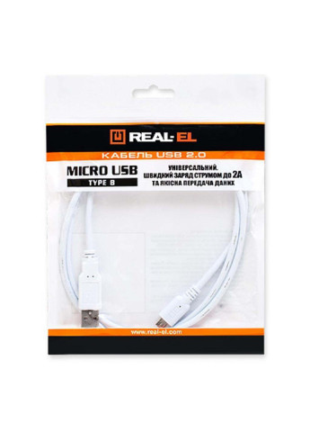Дата кабель (EL123500022) Real-El usb 2.0 am to micro 5p 0.6m pro white (239381381)