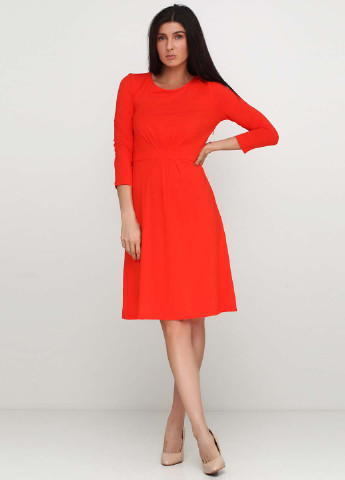 Помаранчево-червона кежуал сукня, сукня з довгим рукавом Talbots однотонна